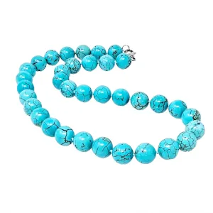 Blue Turquoise Gemstone Necklace For women and Girls | 12MM Natural Turquoise Gemstone Necklace