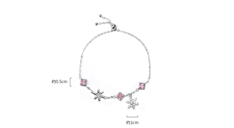 Blue Zircon Pave Snowflake Bracelet for Women Charms Gifts for Mom