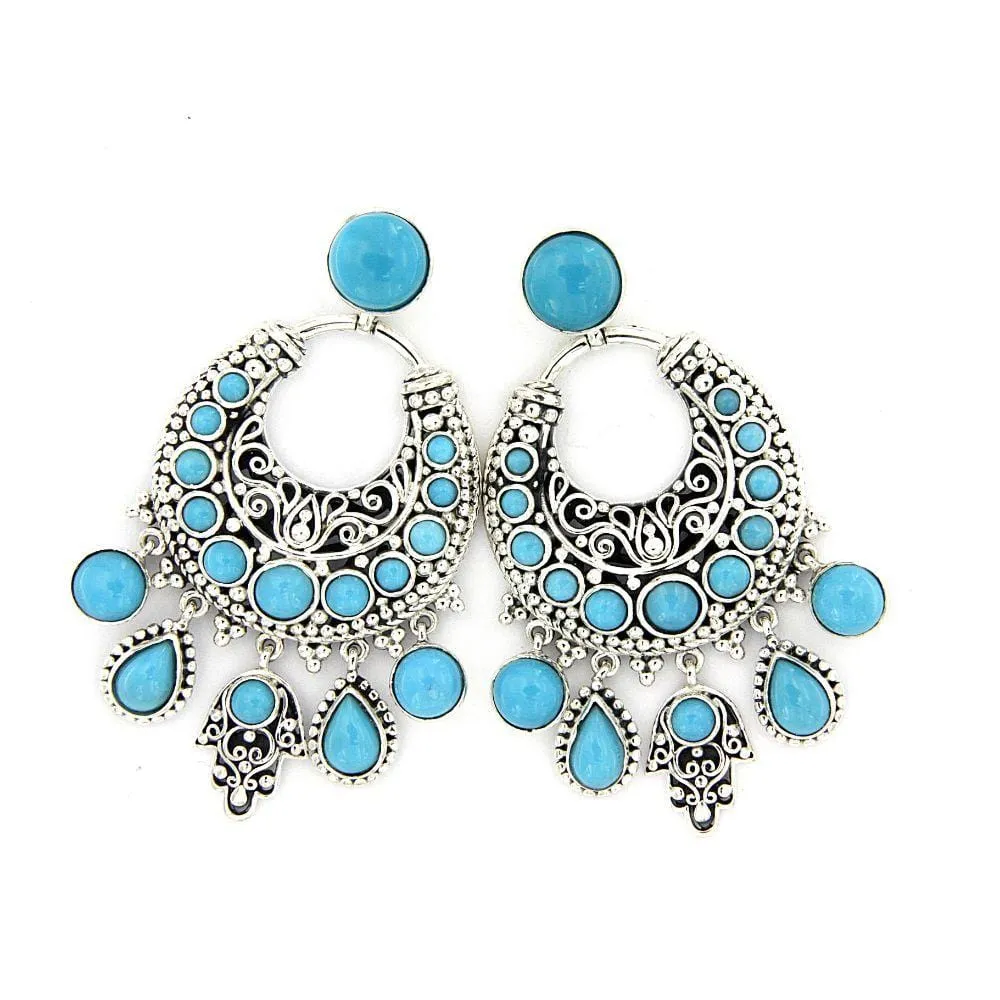 Bohemian Chandelier Earrings- Turquoise