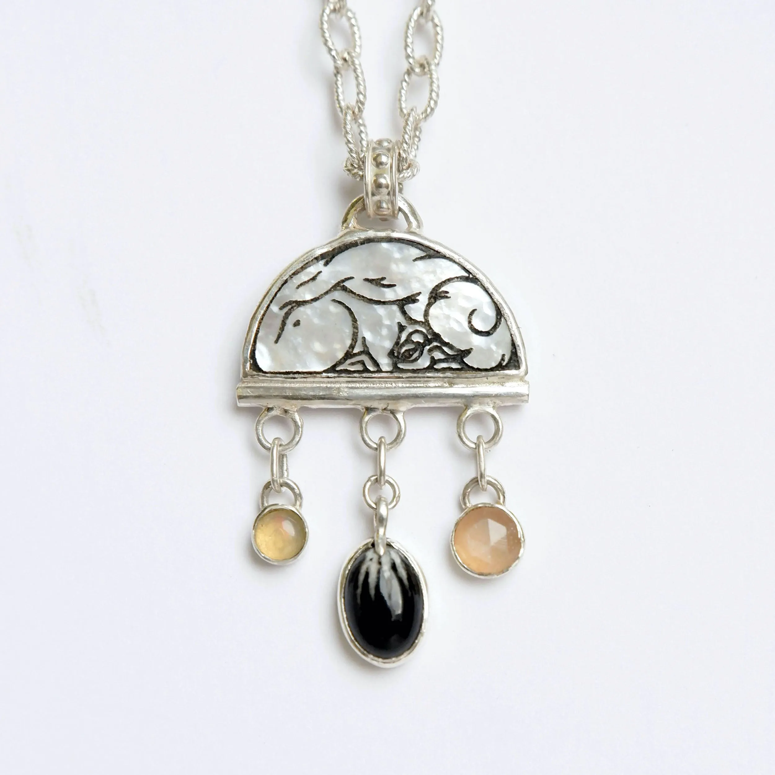 BOMBELLI . Half Moon Jewel Drop Pendant