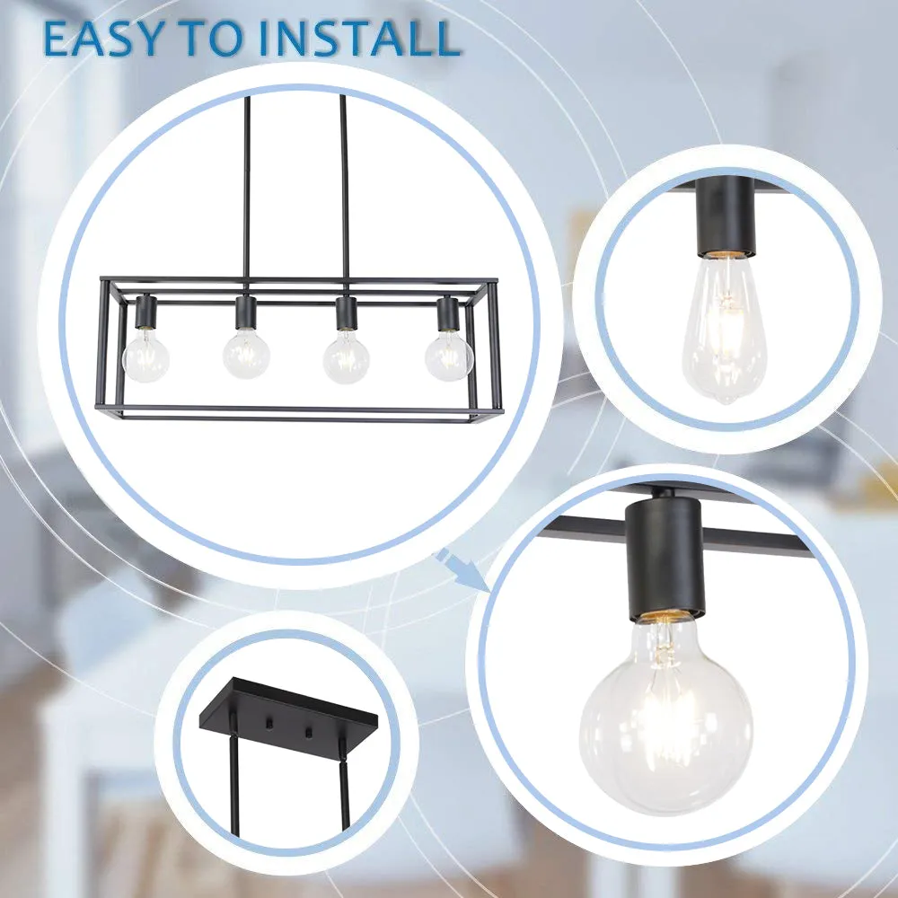 BONLICHT 4 Lights Black Kitchen Island Lighting