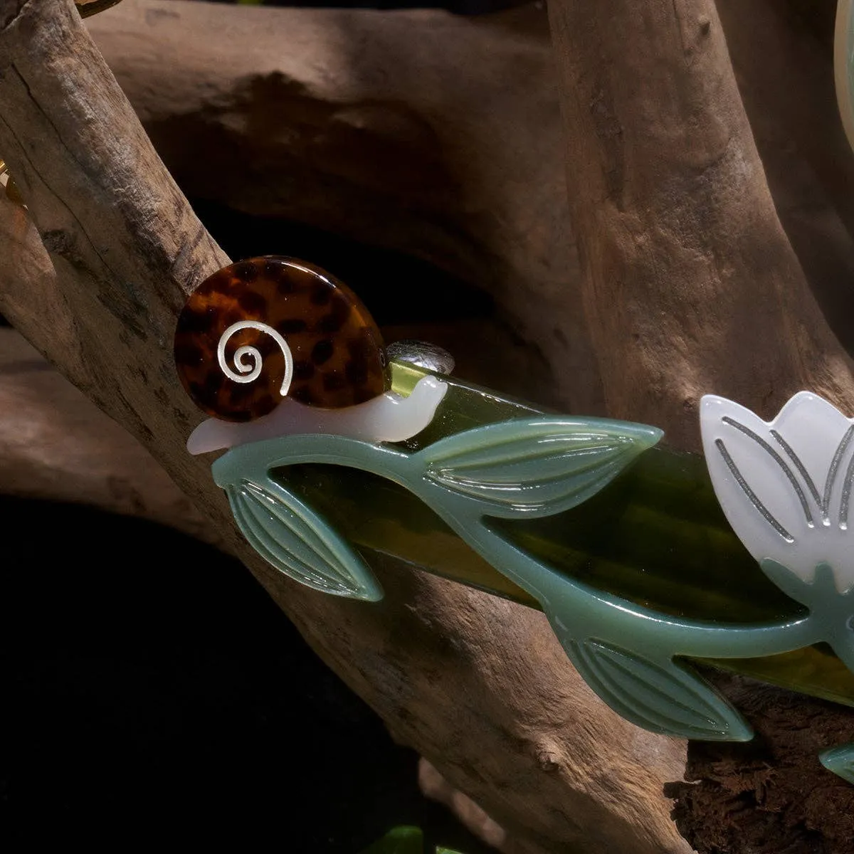 Brocéliande Flower and Snails French Barrette