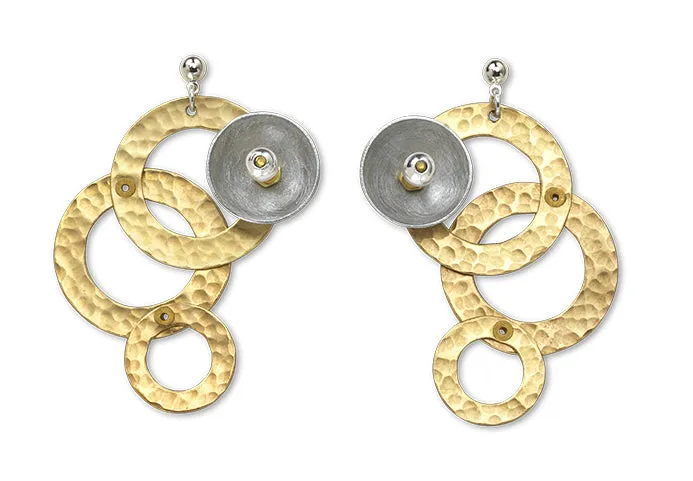 BROOK Dramatic Gold and Silvertone Post Earrings with Accent Bead Options from the SULPTURAL COLLECTION