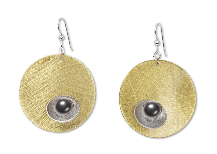 BUD Modern Round Earrings in 3 metals with 3 accent bead options from the SULPTURAL Collection.