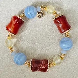 Carnelian, Blue Lace Agate & Citrine Bracelet