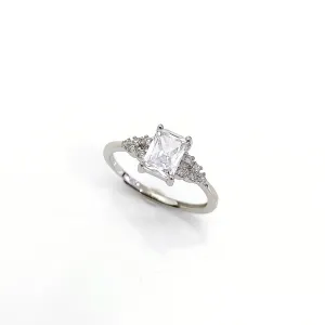 Cathedral Radiant Cut Zircon Silver Ring