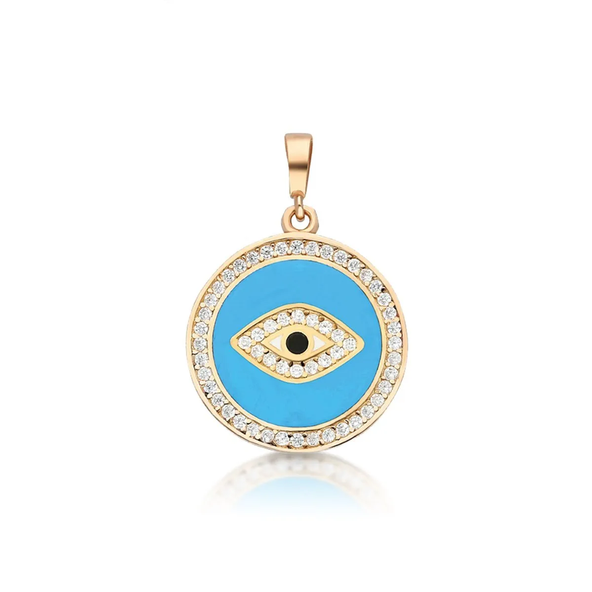 Charm Only-- Golden Evil Eye Medallion Necklace