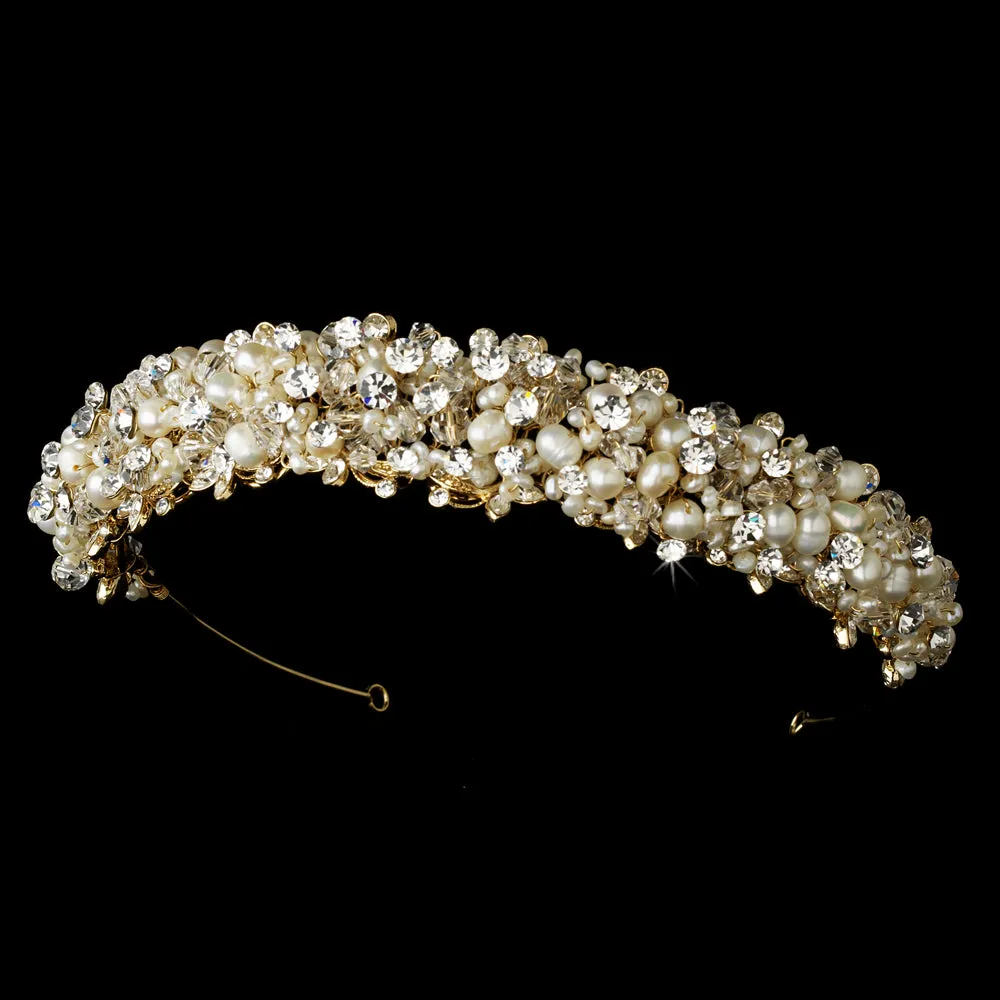 Charming Freshwater Pearl and Swarovski Crystal Tiara Headband