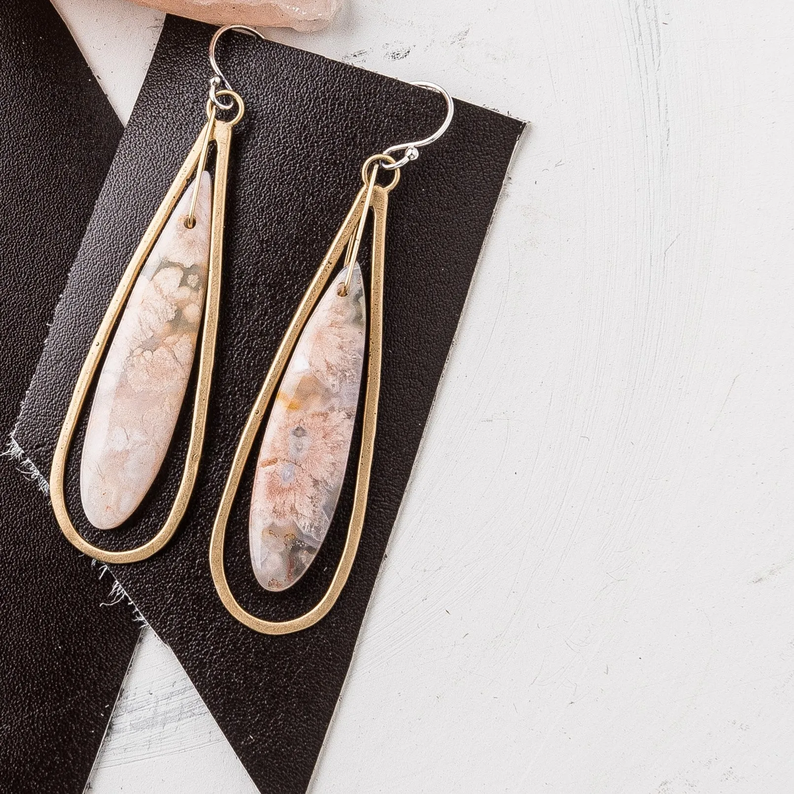 Cherry Blossom Agate Chandelier Earrings