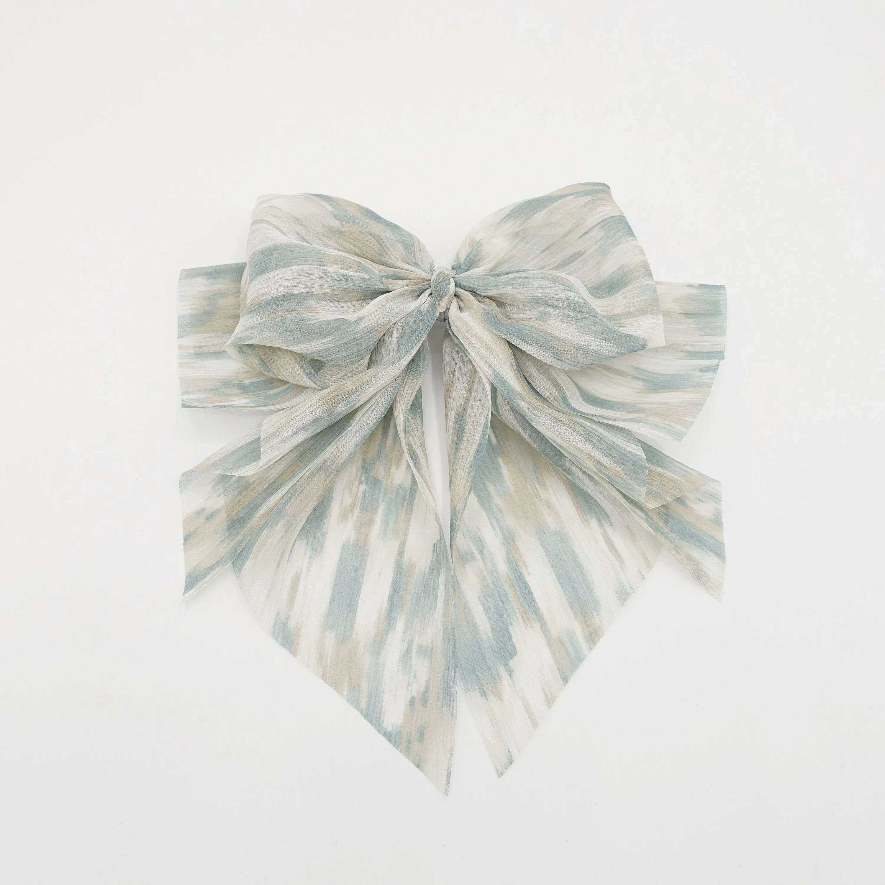 chiffon stripe color dye hair bow for women