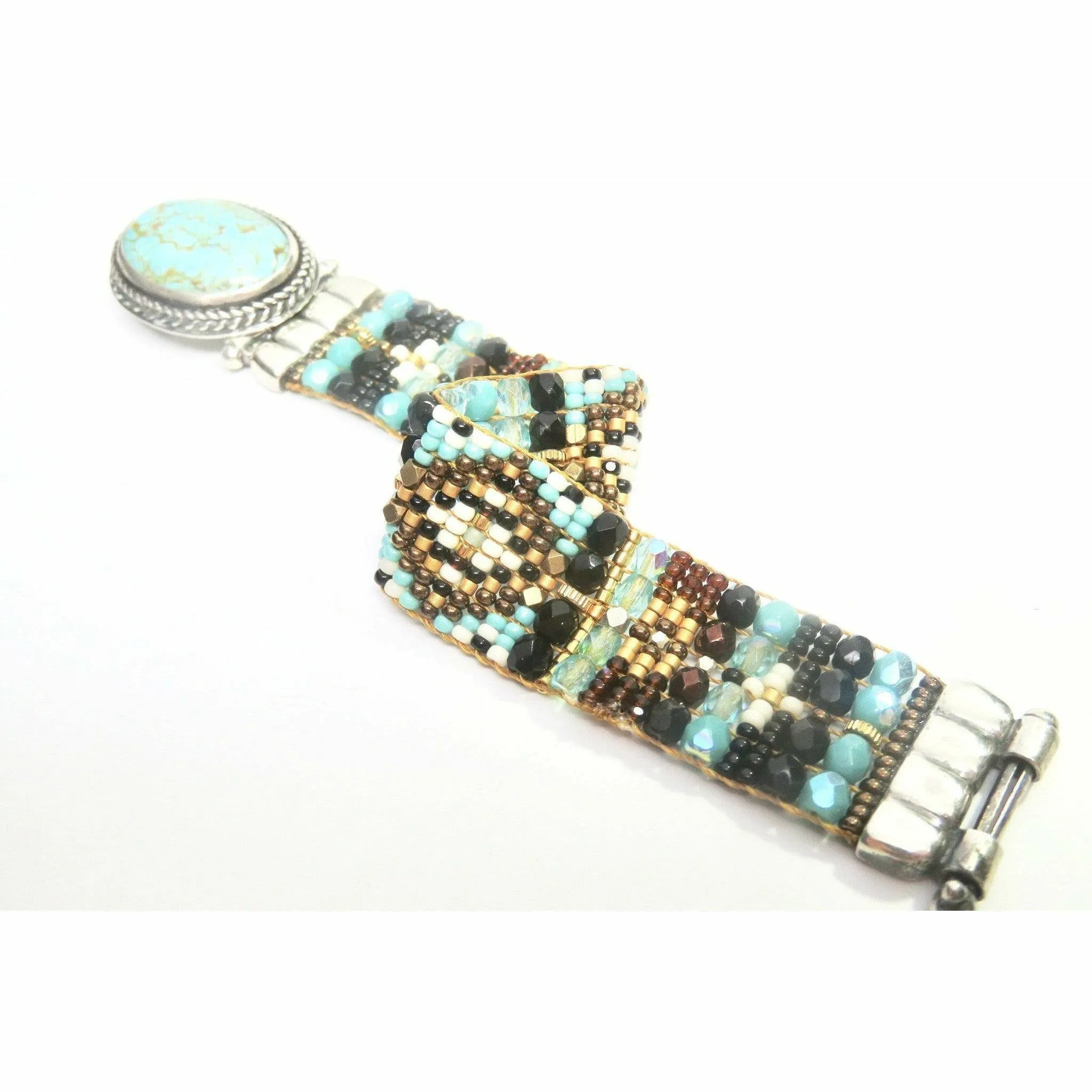 Chili Rose Mini Aragon Turquoise - Jet -Gold  Bracelet