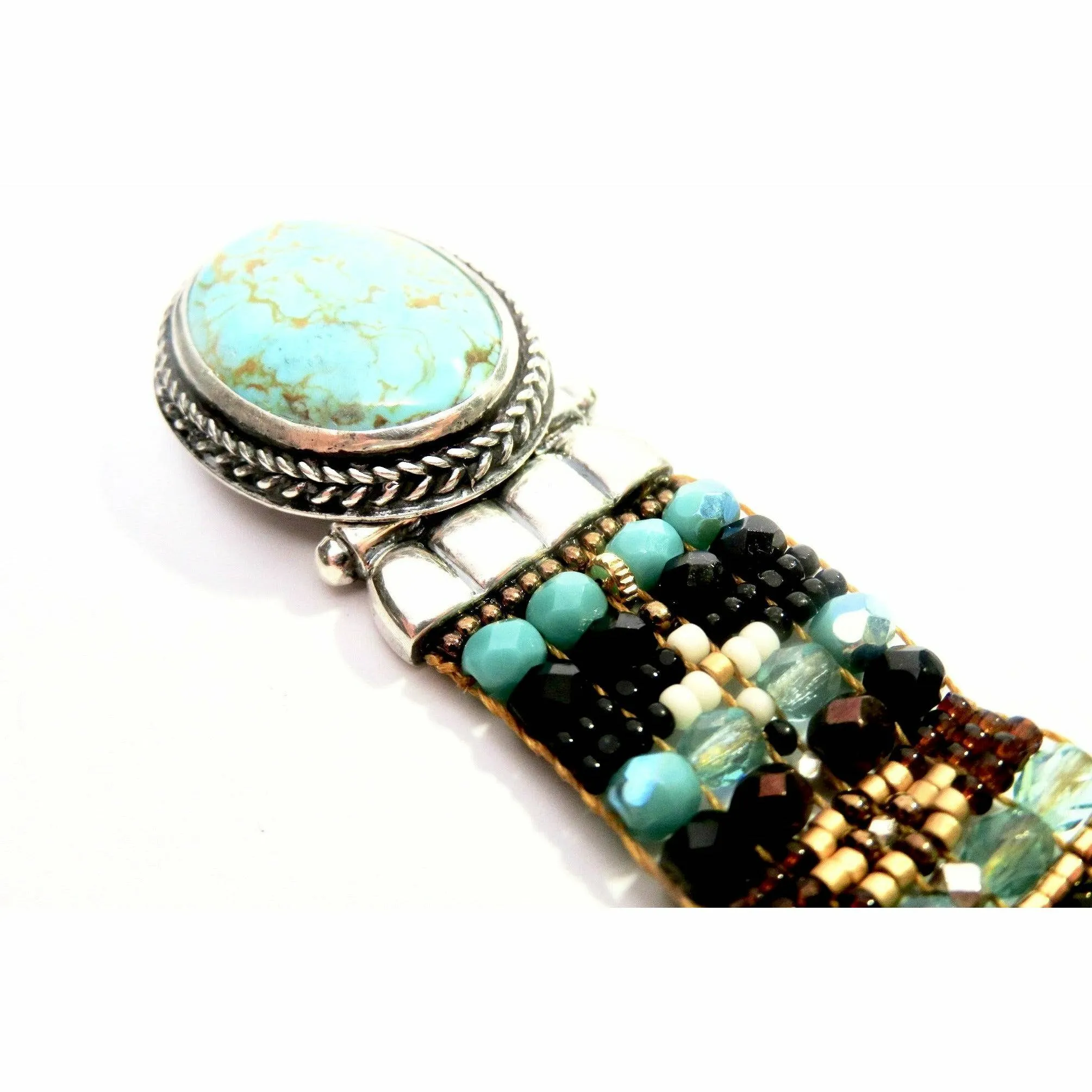 Chili Rose Mini Aragon Turquoise - Jet -Gold  Bracelet