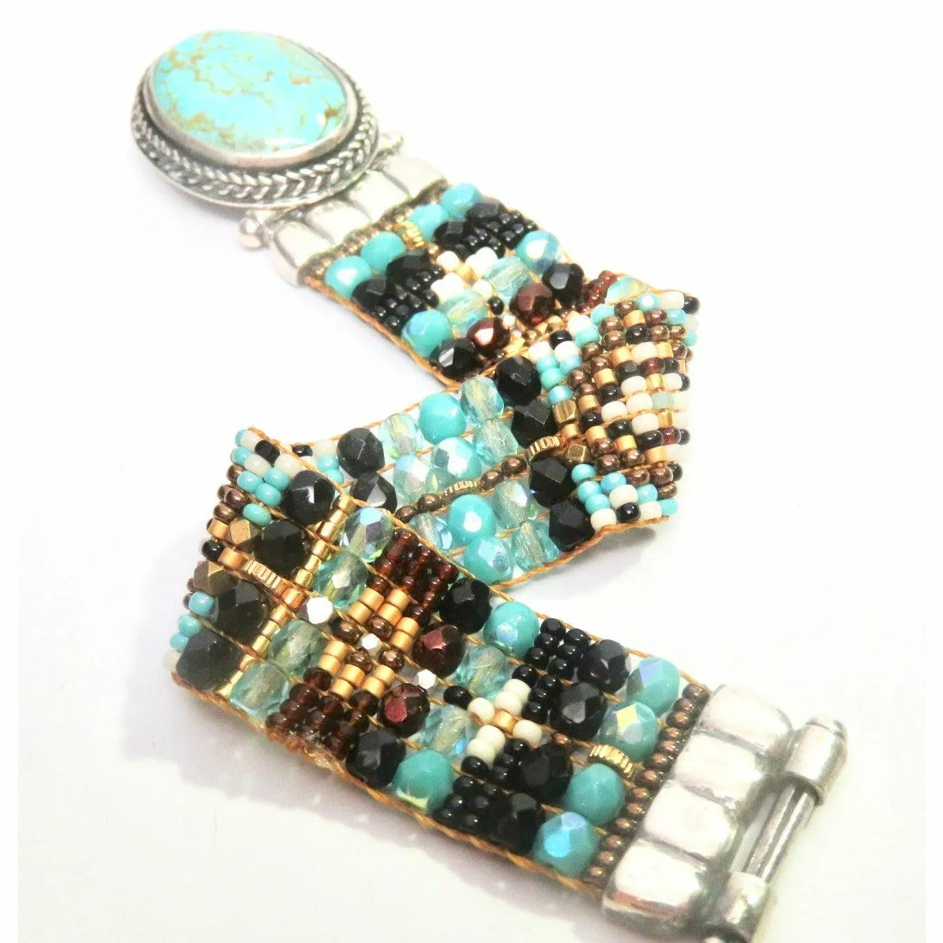 Chili Rose Mini Aragon Turquoise - Jet -Gold  Bracelet