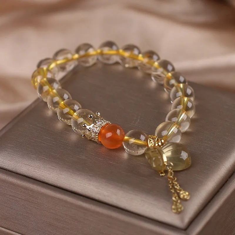 Chinese Style Light Luxury Purse Pendant Citrine Bracelet