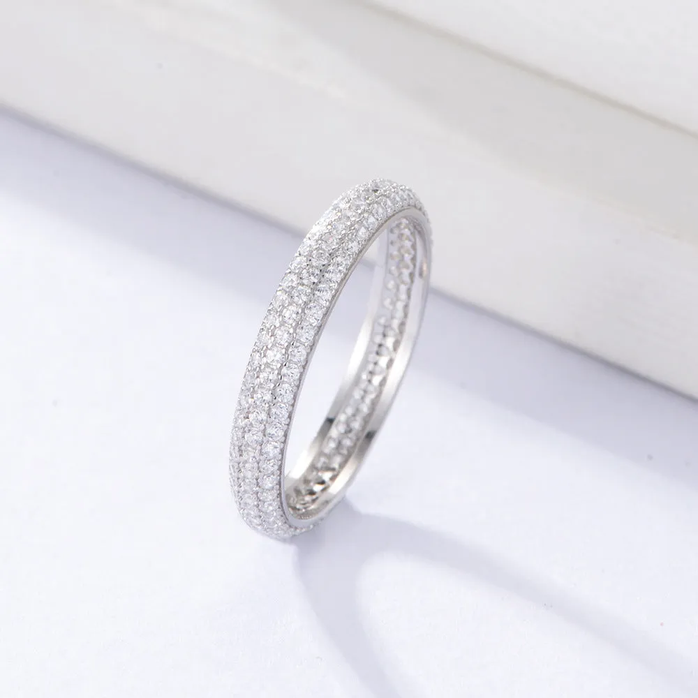 Circle Zircon Sterling Silver Eternity Ring for Women