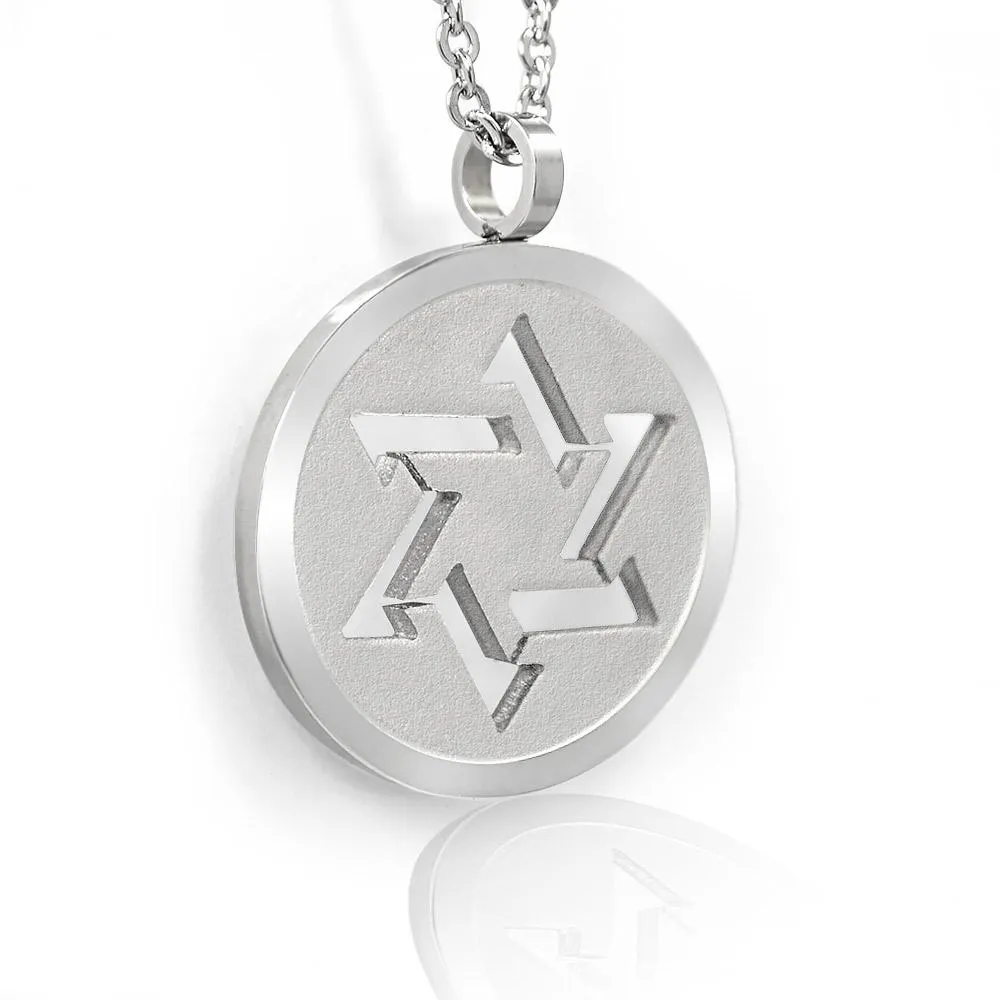 Circular Stainless Steel Jewish Star Pendant