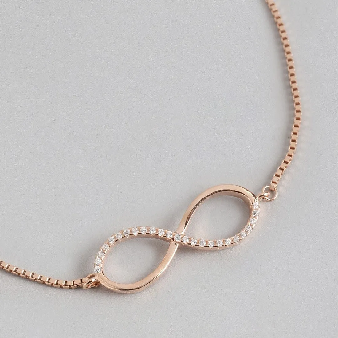 Classic Rose Gold Zircon Infinity 925 Silver Bracelet