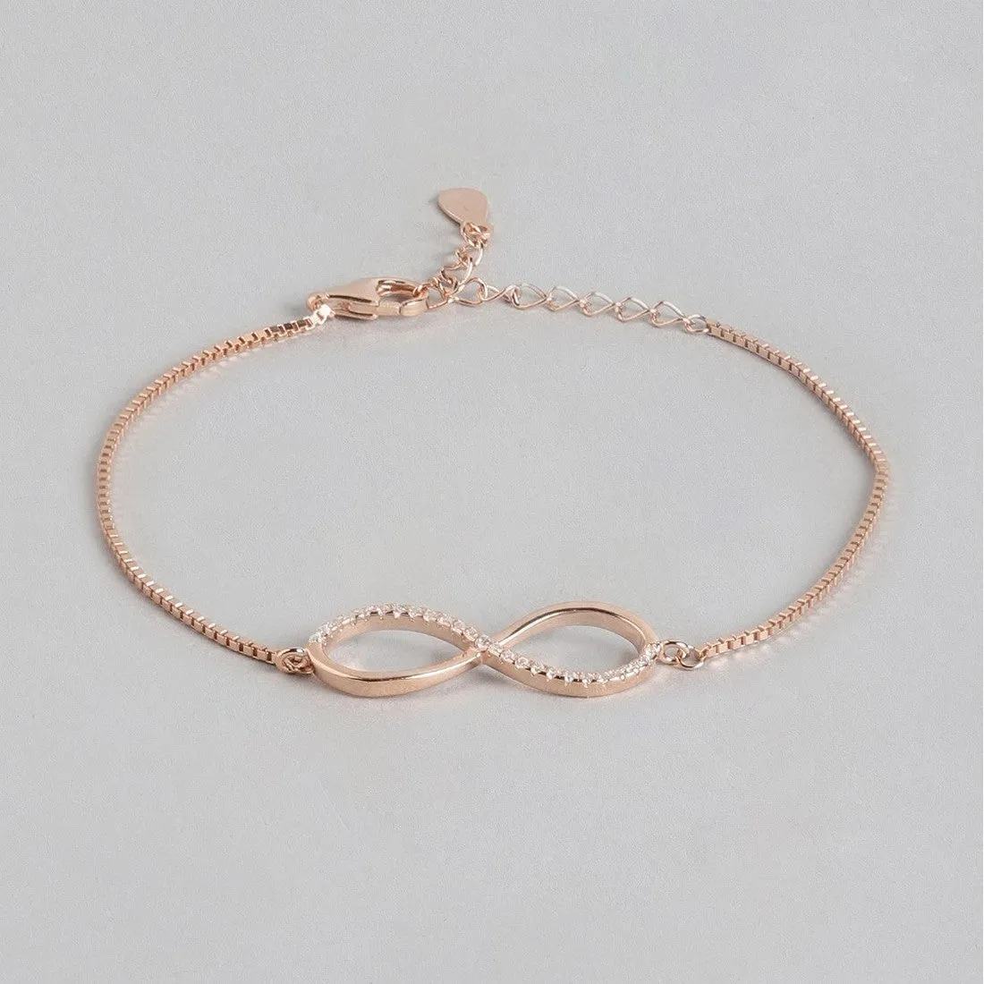 Classic Rose Gold Zircon Infinity 925 Silver Bracelet