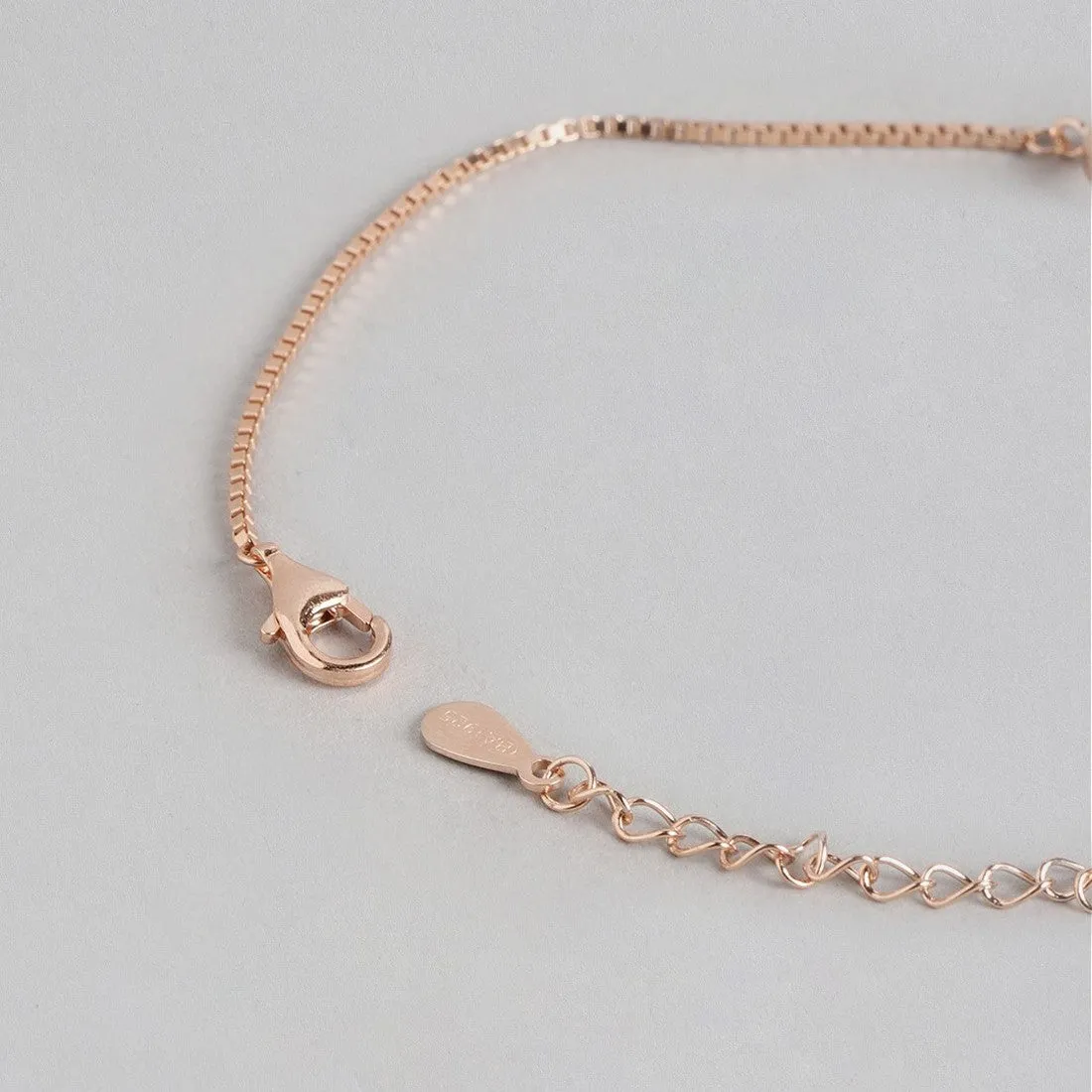 Classic Rose Gold Zircon Infinity 925 Silver Bracelet