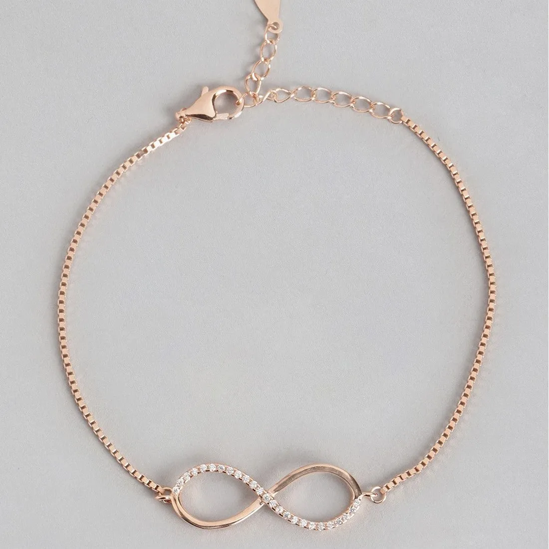 Classic Rose Gold Zircon Infinity 925 Silver Bracelet