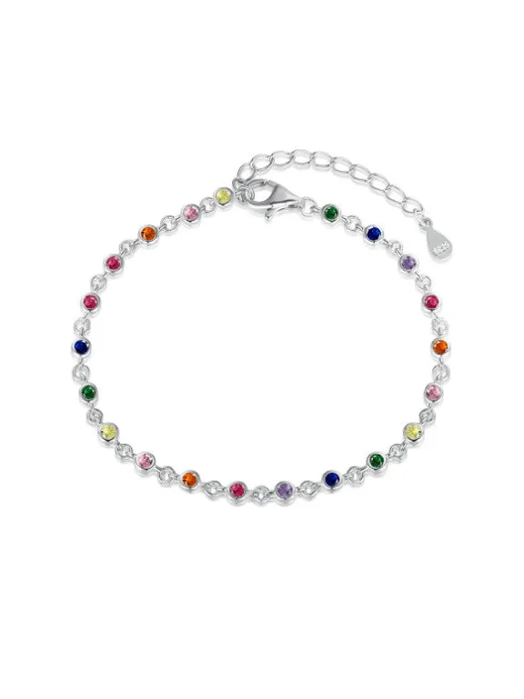 Colorful Bracelet Diamond CZ Glam Kesley .925 Sterling Silver Dainty Luxury Bracelets