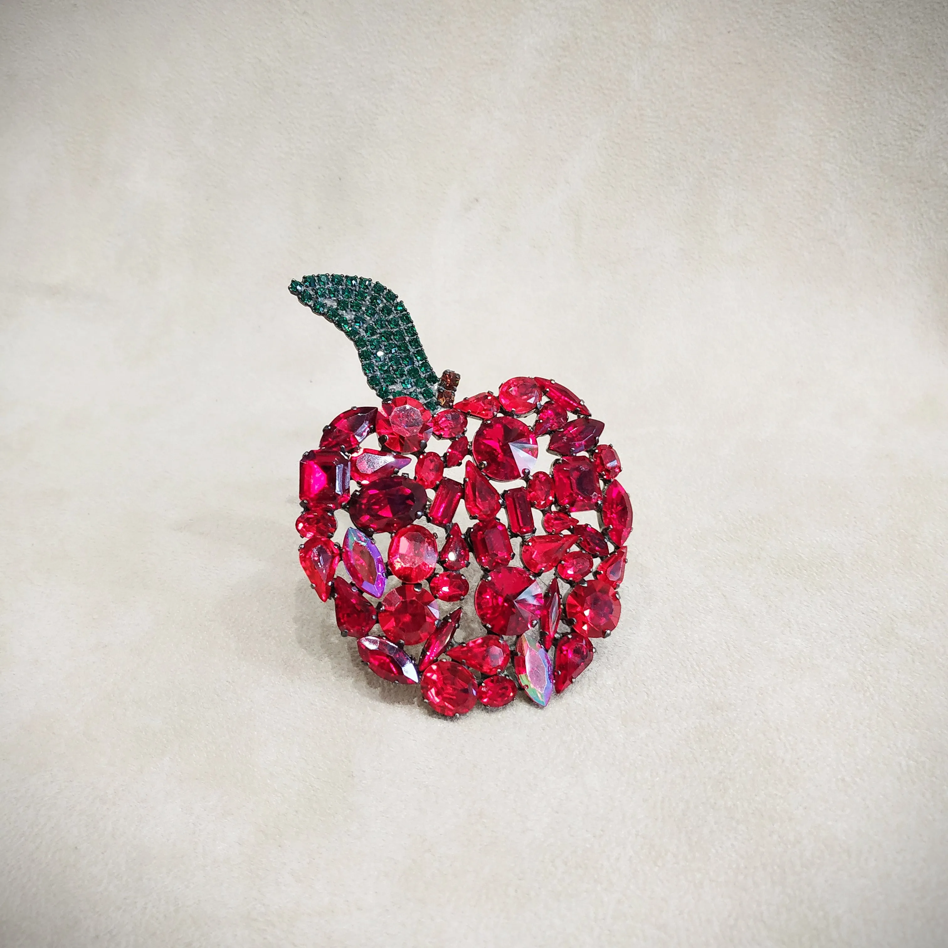 Cristobal Large Red Apple crystal brooch