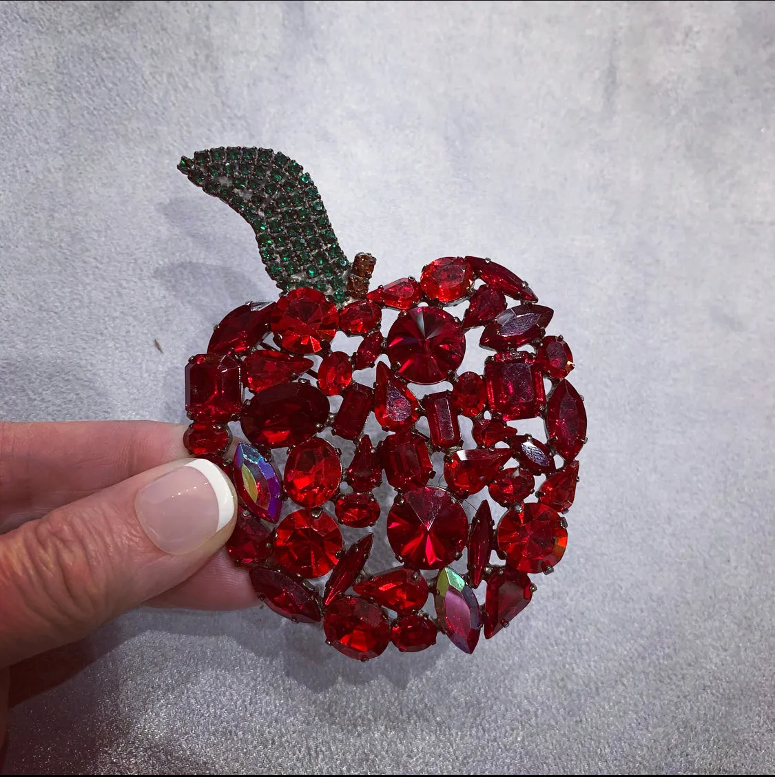 Cristobal Large Red Apple crystal brooch