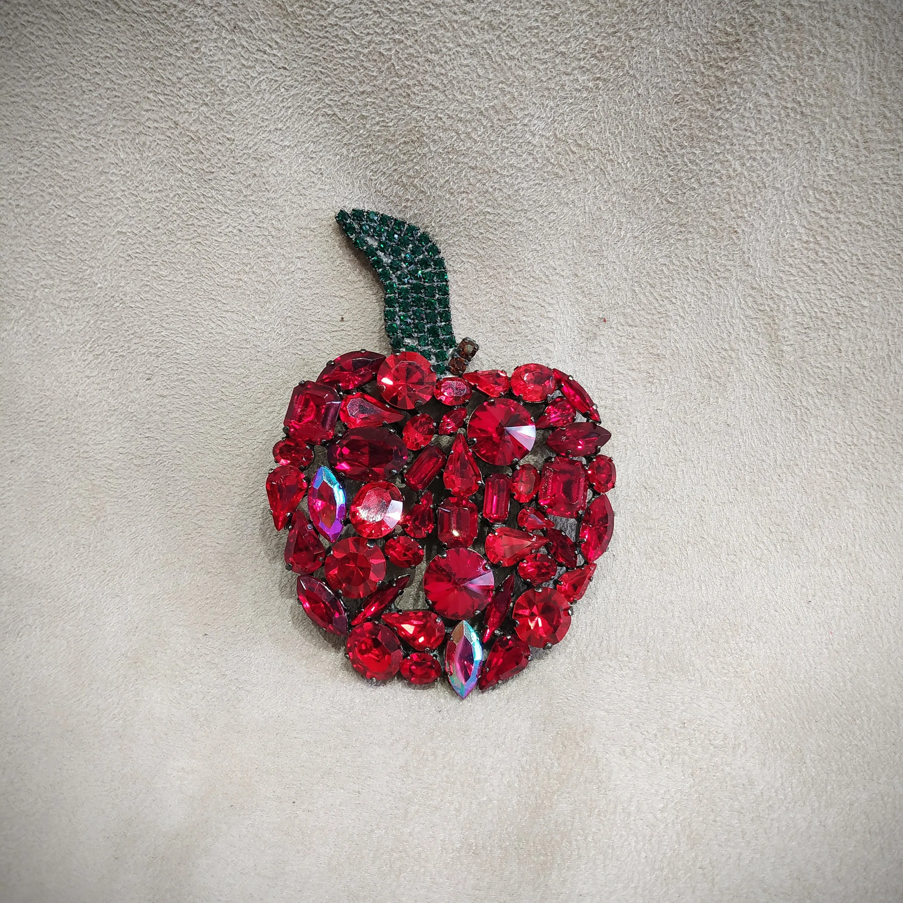 Cristobal Large Red Apple crystal brooch