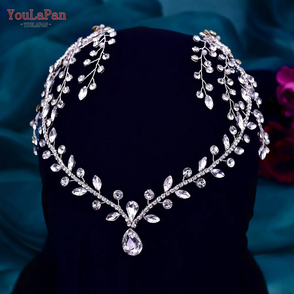 Crystal Rhinestone Wedding Forehead Headband Water Drop Bridal Tiara