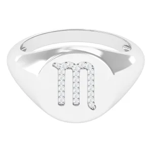 Cubic Zirconia Unisex Scorpio Zodiac Signet Ring