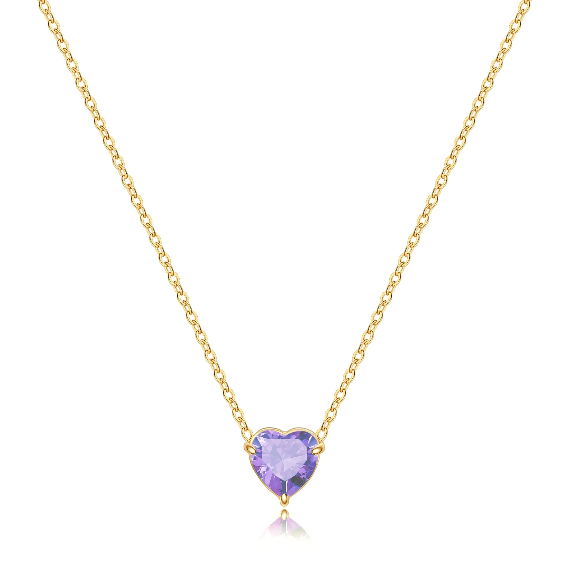 Dainty Birthstone Heart Necklace