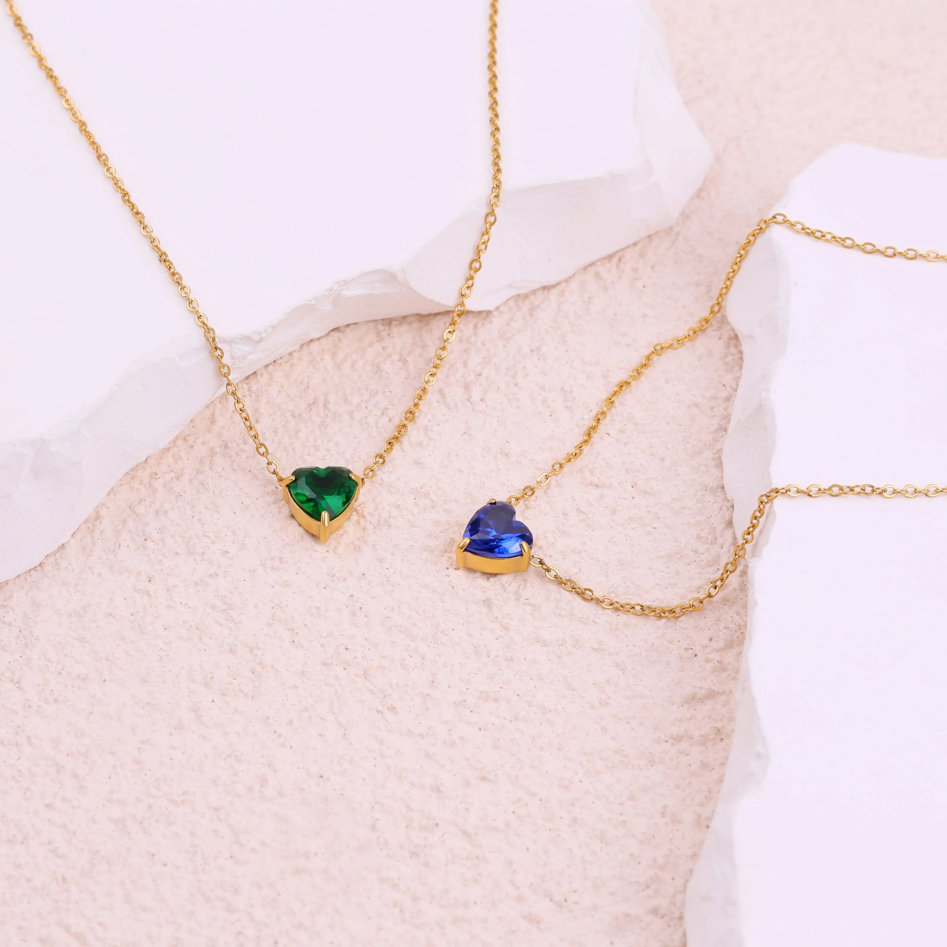 Dainty Birthstone Heart Necklace