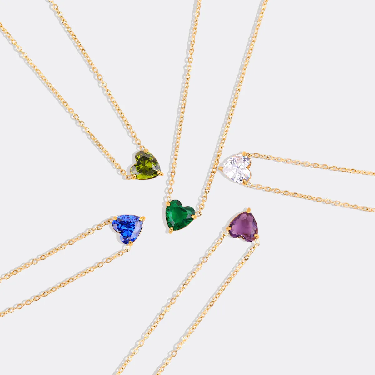 Dainty Birthstone Heart Necklace