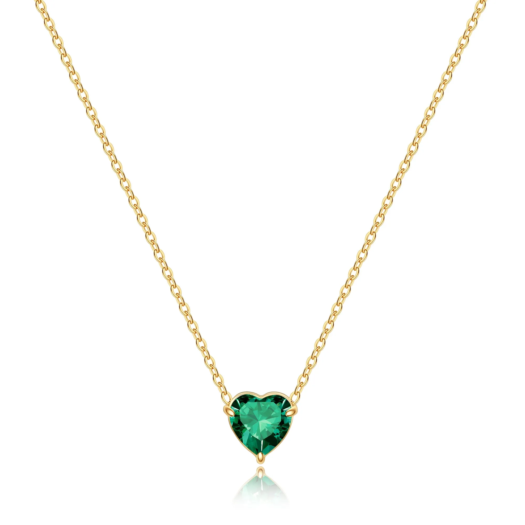 Dainty Birthstone Heart Necklace