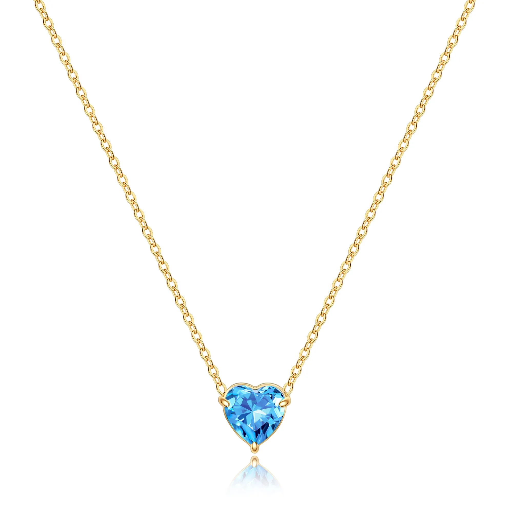 Dainty Birthstone Heart Necklace