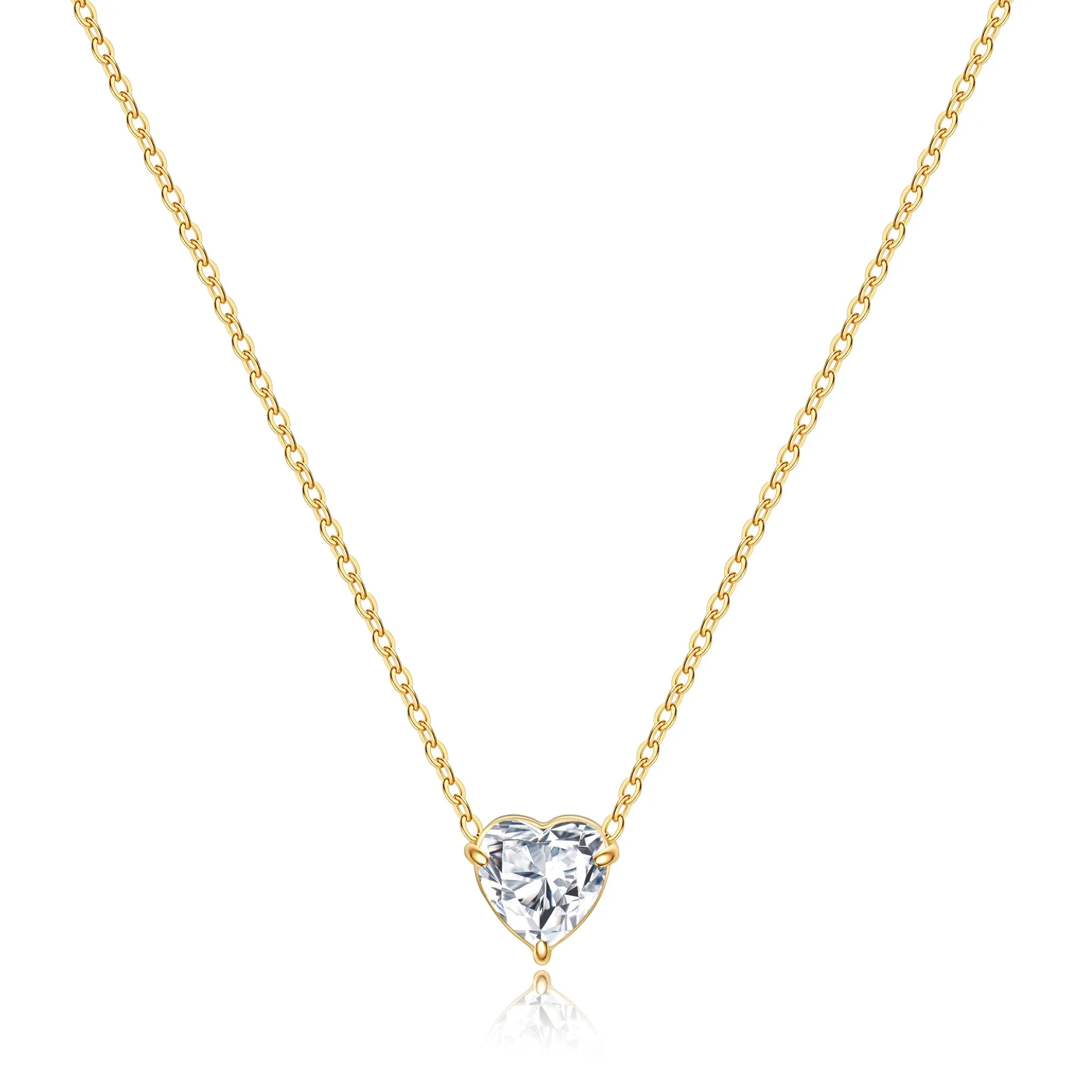 Dainty Birthstone Heart Necklace