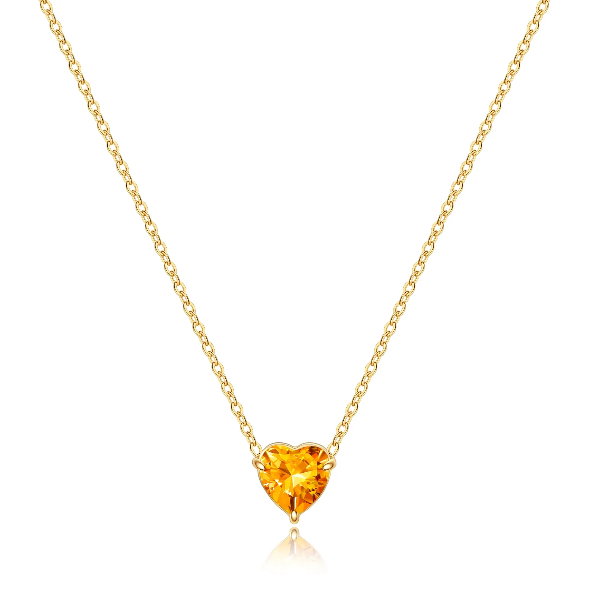 Dainty Birthstone Heart Necklace