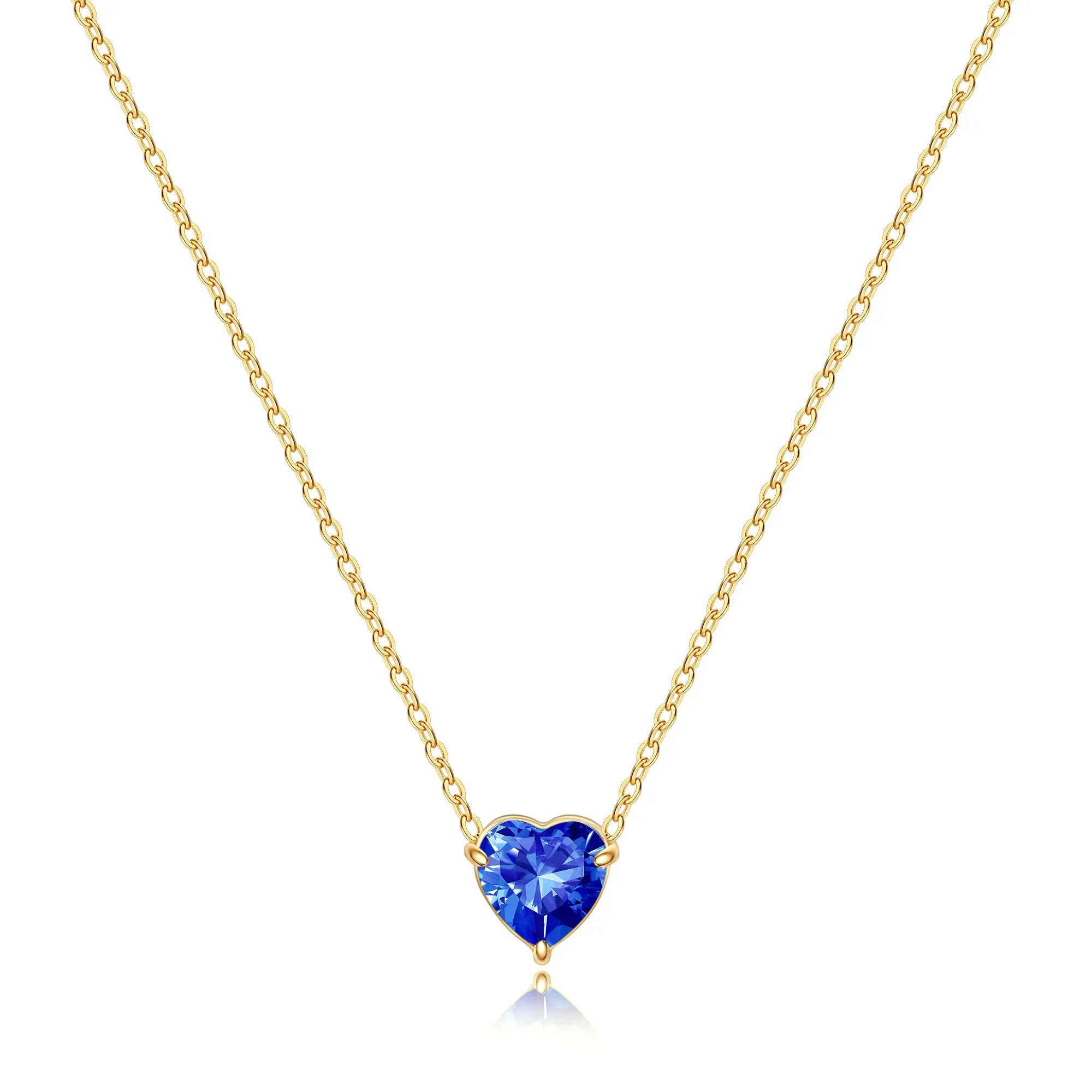 Dainty Birthstone Heart Necklace