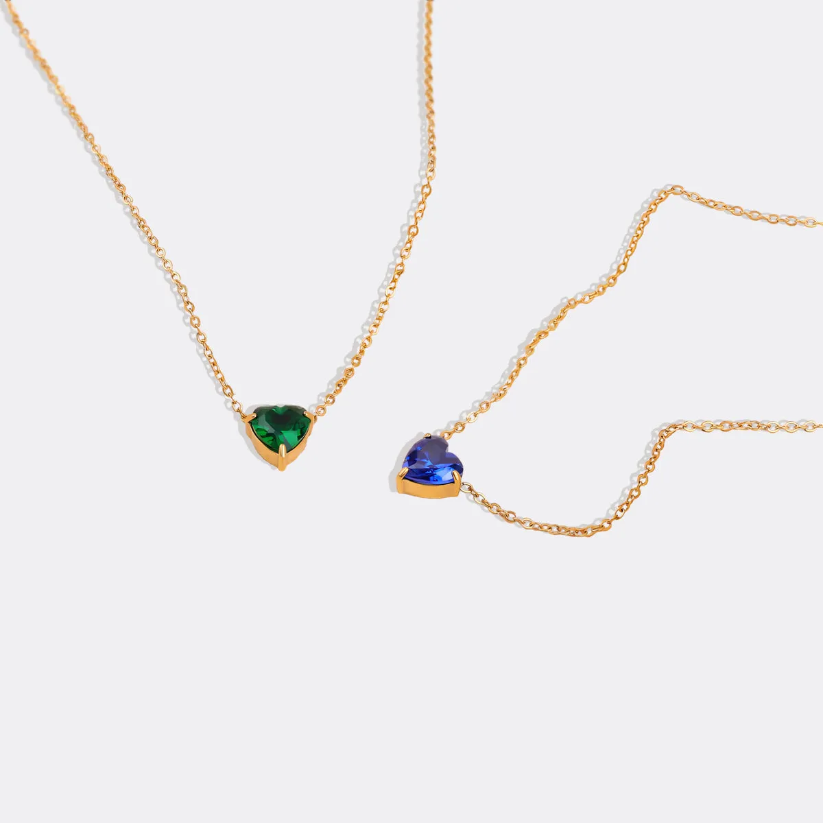 Dainty Birthstone Heart Necklace