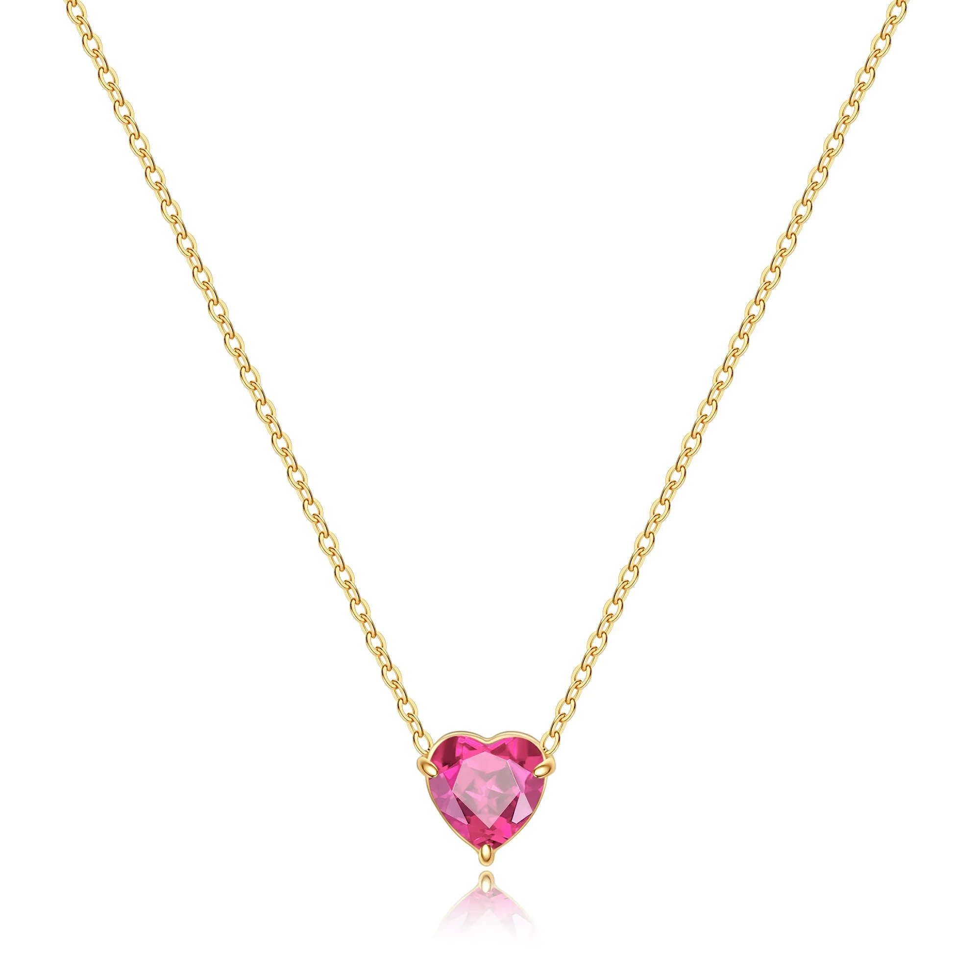 Dainty Birthstone Heart Necklace