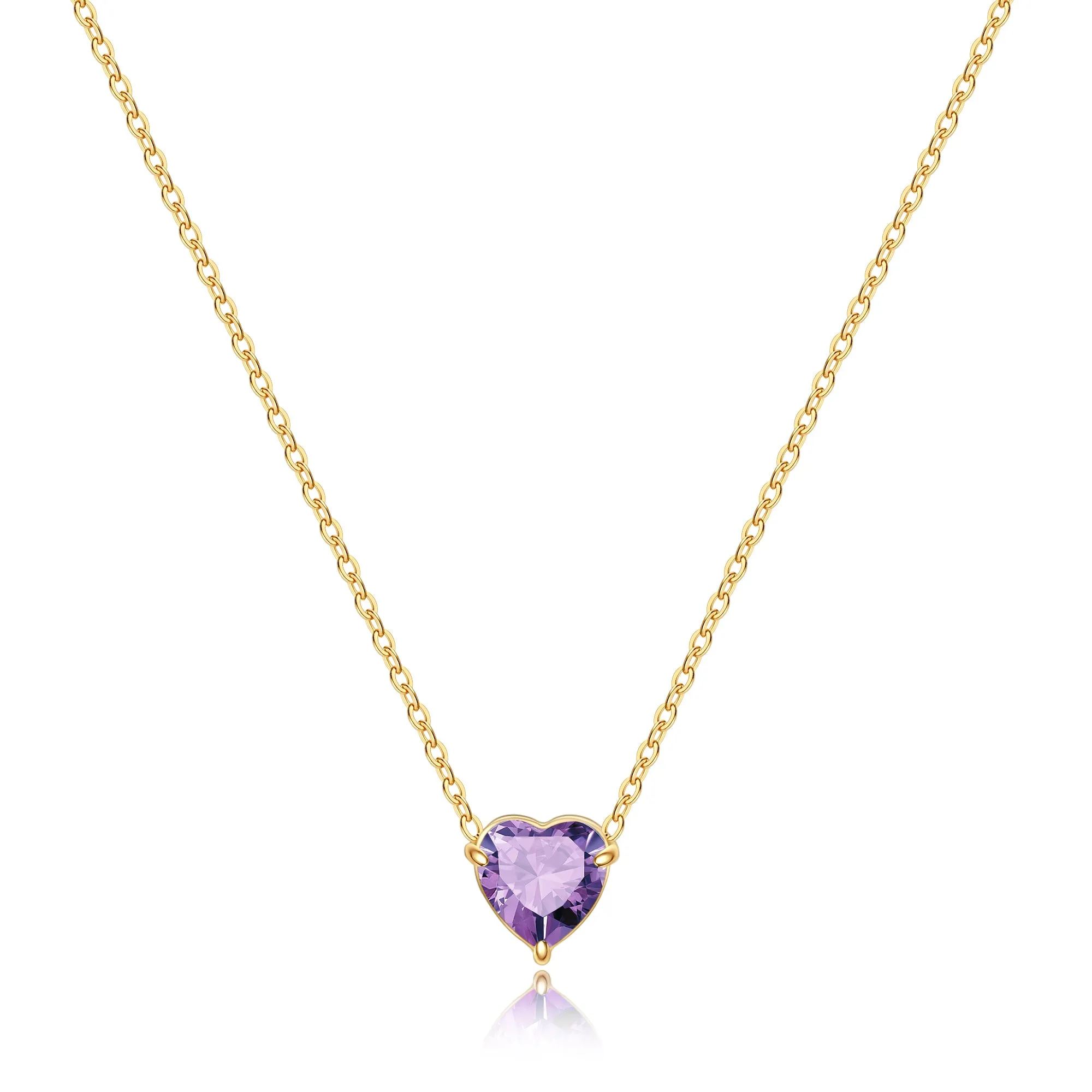 Dainty Birthstone Heart Necklace