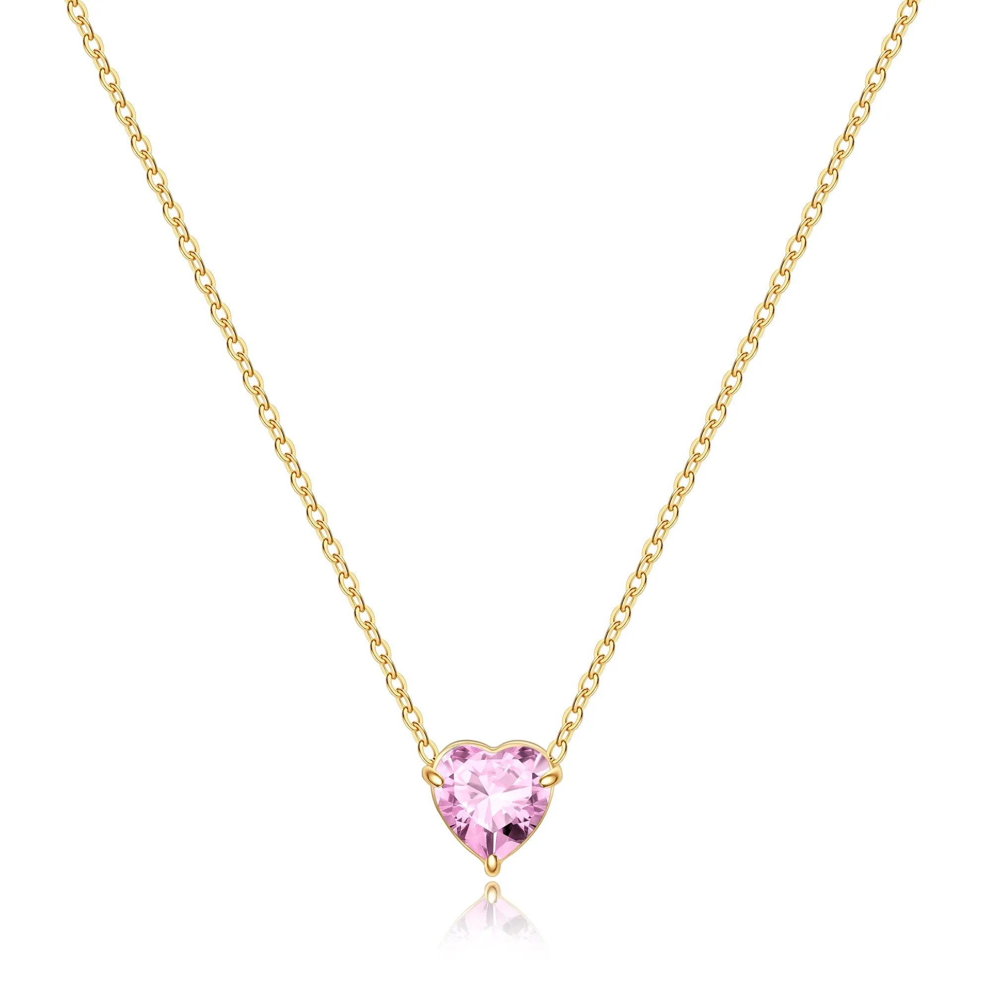 Dainty Birthstone Heart Necklace