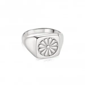 Daisy Bloom Signet 925 Sterling Silver Ring DR01_SLV