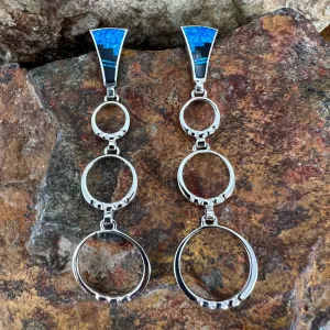 David Rosales Black Beauty Inlaid Sterling Silver Earrings Hoops