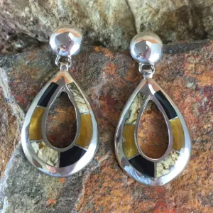 David Rosales Native Earth Inlaid Sterling Silver Earrings