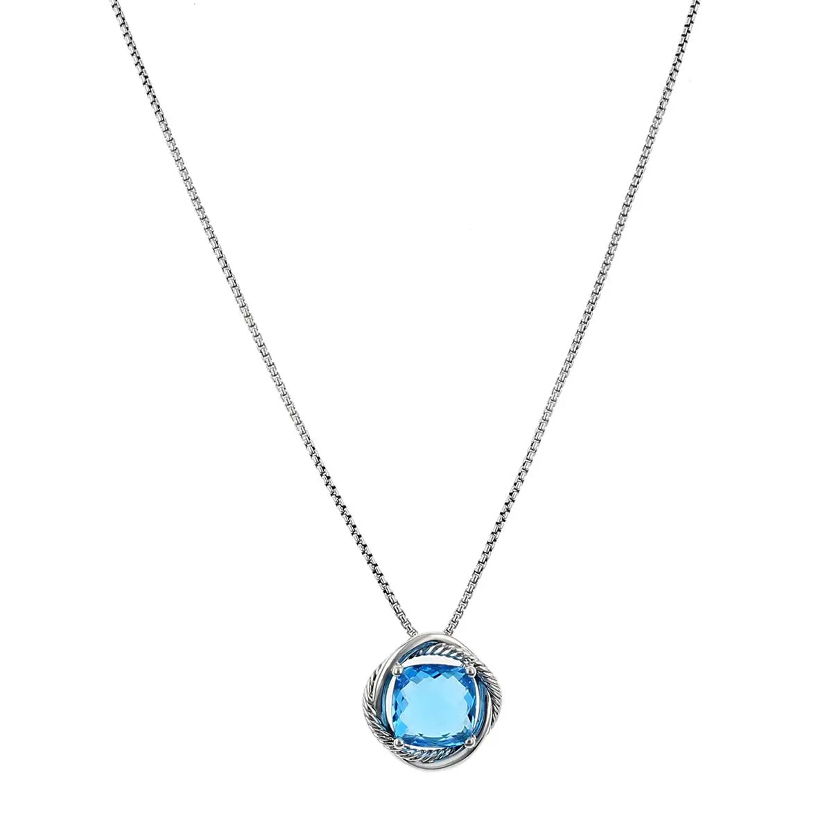 David Yurman Checkerboard Blue Topaz Infinity Pendant