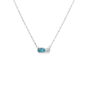 December Blue Topaz Birthstone Necklace - Silver