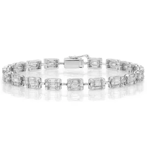 Diamond Baguette Cluster Illusion Tennis Bracelet