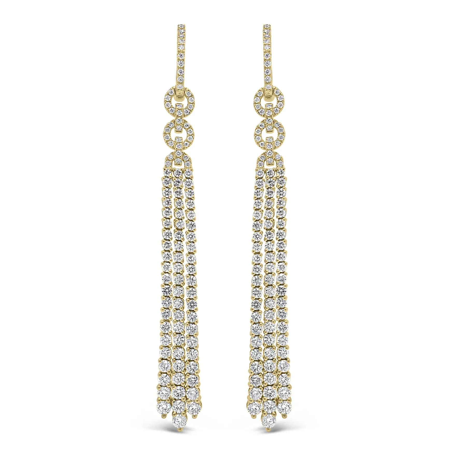 Diamond Double Link Tassel Earrings