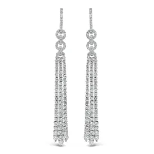 Diamond Double Link Tassel Earrings